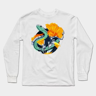 Tropical snake and flowers Long Sleeve T-Shirt